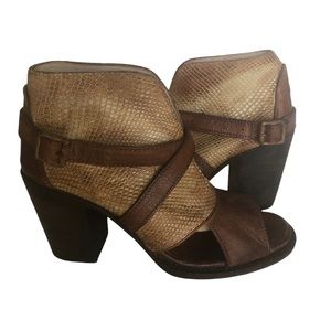 Freebird by Steven Rattle Distress Leather Strap Boots Sandals